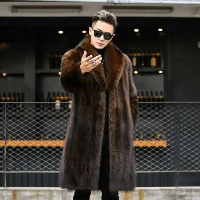 Men's Long For Man Winter Thicken Fluffy Jacket Man's Warm Outerwear Faux Fur Loose Coat Z260313