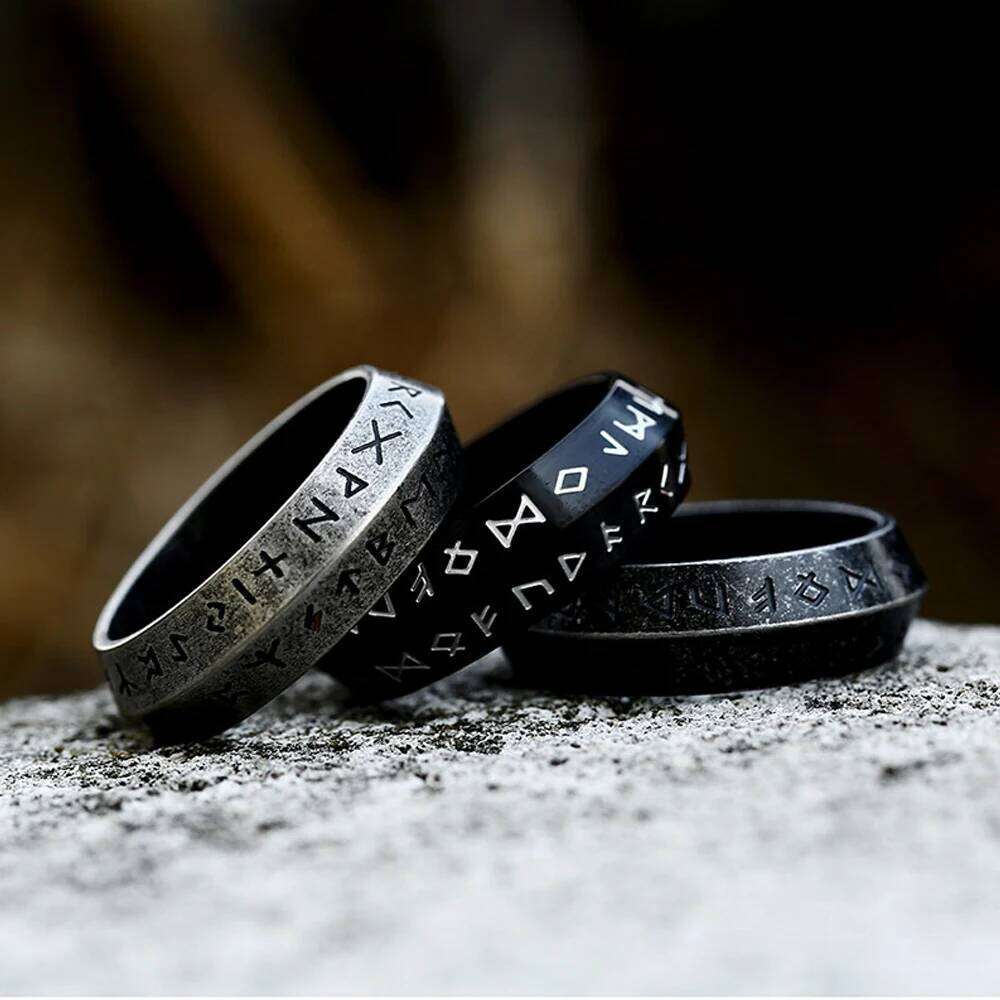 Fashion Nordic Rune Ring for Men Women Simple Amulet 316L Stainless Steel Vintage Viking Rings Jewelry Gift Wholesale H260312