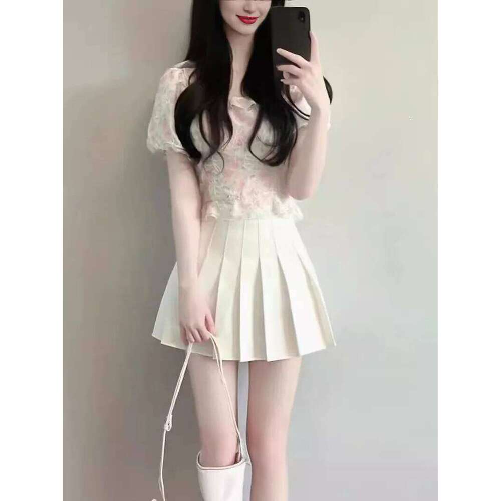 Women Pleated High Waist A-Line Mini School Girl JK Uniform Skater Tennis Skirt White Plus Size Z260314