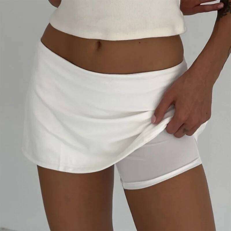 New Fashion Women Solid Satin Short Skirt Y2k Chic Side Zipper Mini Skirts Built In Shorts Vintage High Waist Streetwear Z260314