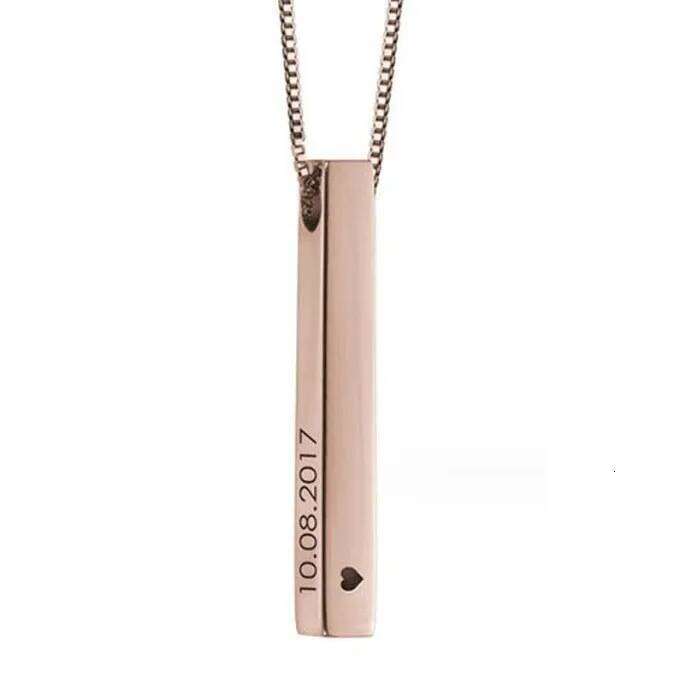 Custom Stainless Steel Personalized Engraved Square Bar Necklace For Women Gift Name Pendant Jewelry sides engraving H260312
