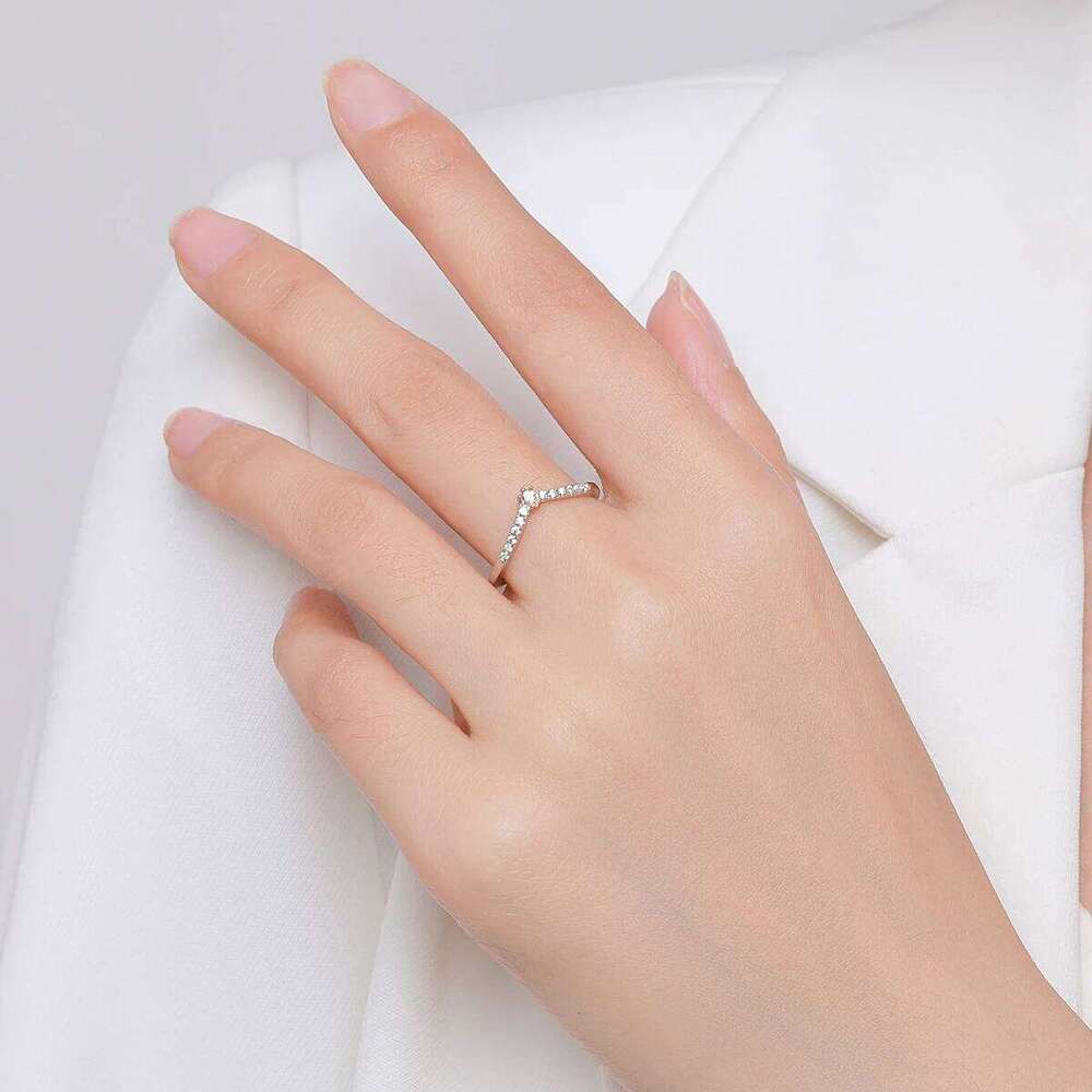 Modian 925 Sterling Silver Simple Arrow Shape Stackable Trendy Ring Rainbow Color Zircon Elegant Finger Rings For Women Jewelry H260312