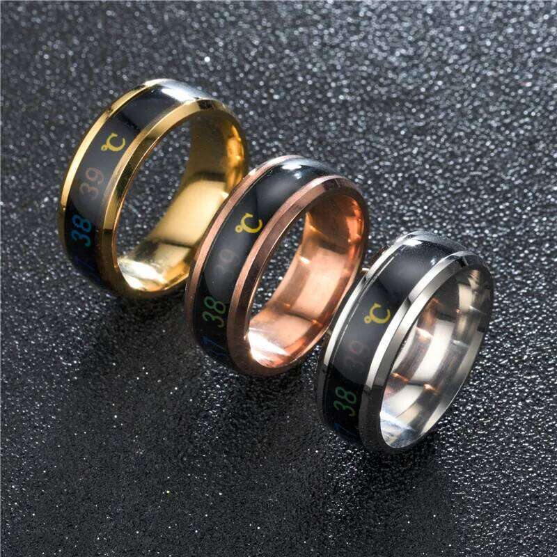 New Arrival Titanium Steel Intelligent Temperature Sensitive Rings For Women Men Waterproof Jewelry Wedding Gifts H260312