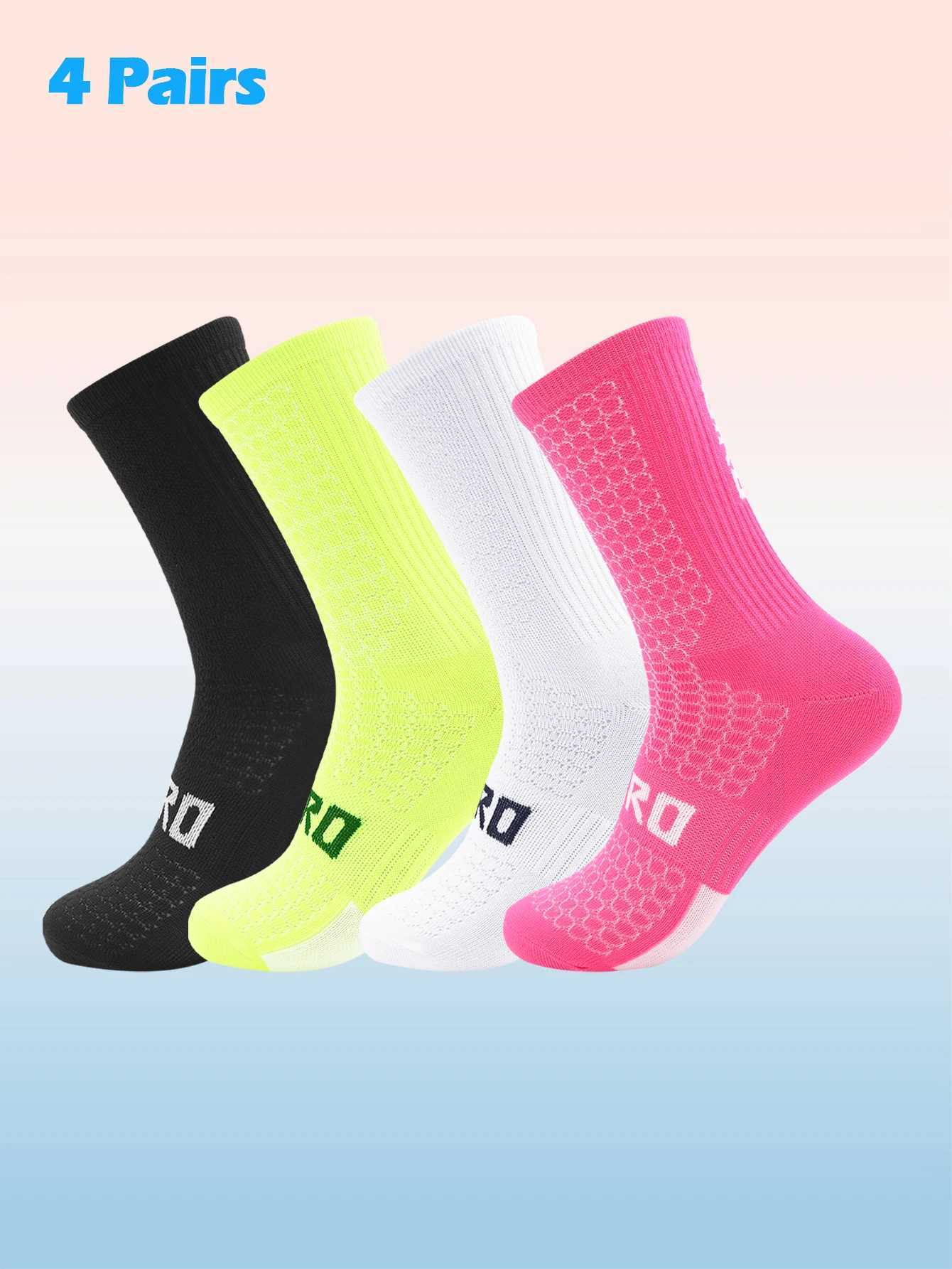 Cycling Socks Men 4 Pairs/set Biking Socks Women Sport Sweat Absorbing Breathable Football Soccer Compression Socks D260313