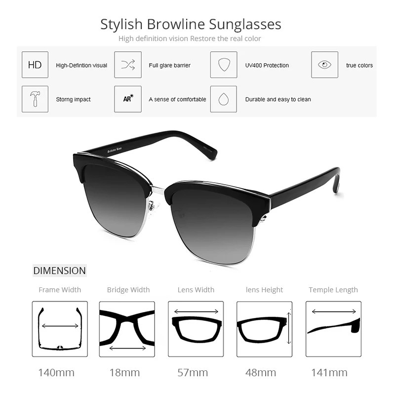 ZENOTTIC n Half Frame Polarized Sunglasses Men Women Vintage Metal riving UV400 Goggle Shades Sun Glasses 260312