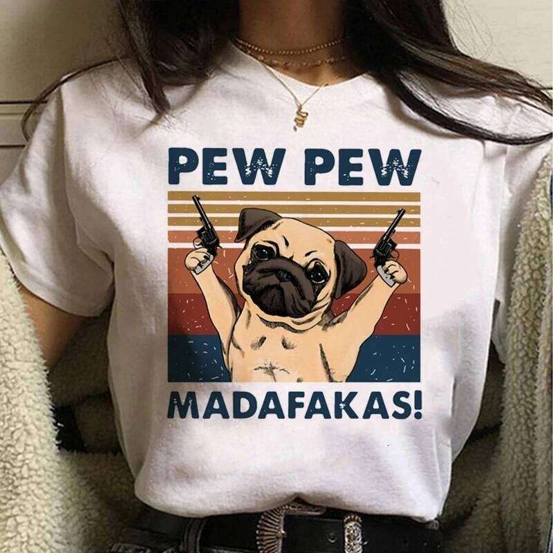 Pew Madafakas T Shirt Women Kawaii Summer Tops Cartoon Tshirt Funny Black Cat Graphic Tees Unisex Harajuku Streetwear Female Z260314