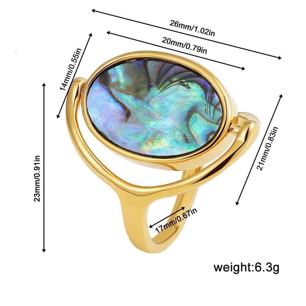 Natural Colorful Abalone Shells Ring For Women Goth Polished Overturn Finger Rings Gold Plated Vintage Jewelry Wedding Gifts H260312