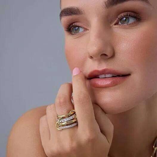 LATS Two-Color Four-Ring Stainless Steel Ring for Women Ins Style Hypoallergenic Stacking Finger Jewelry Accessories H260312