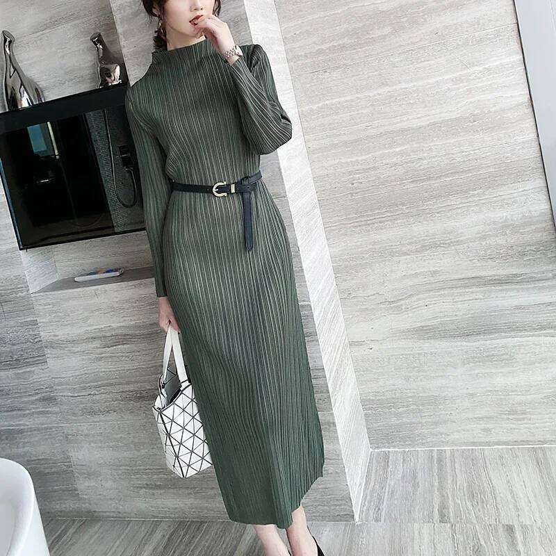 YUDX Miyake Pleated Autumn Winter Dresses Womens 2025 Comfortable Long Sleeve High Quality Korean Style Casual Clothes Z260313
