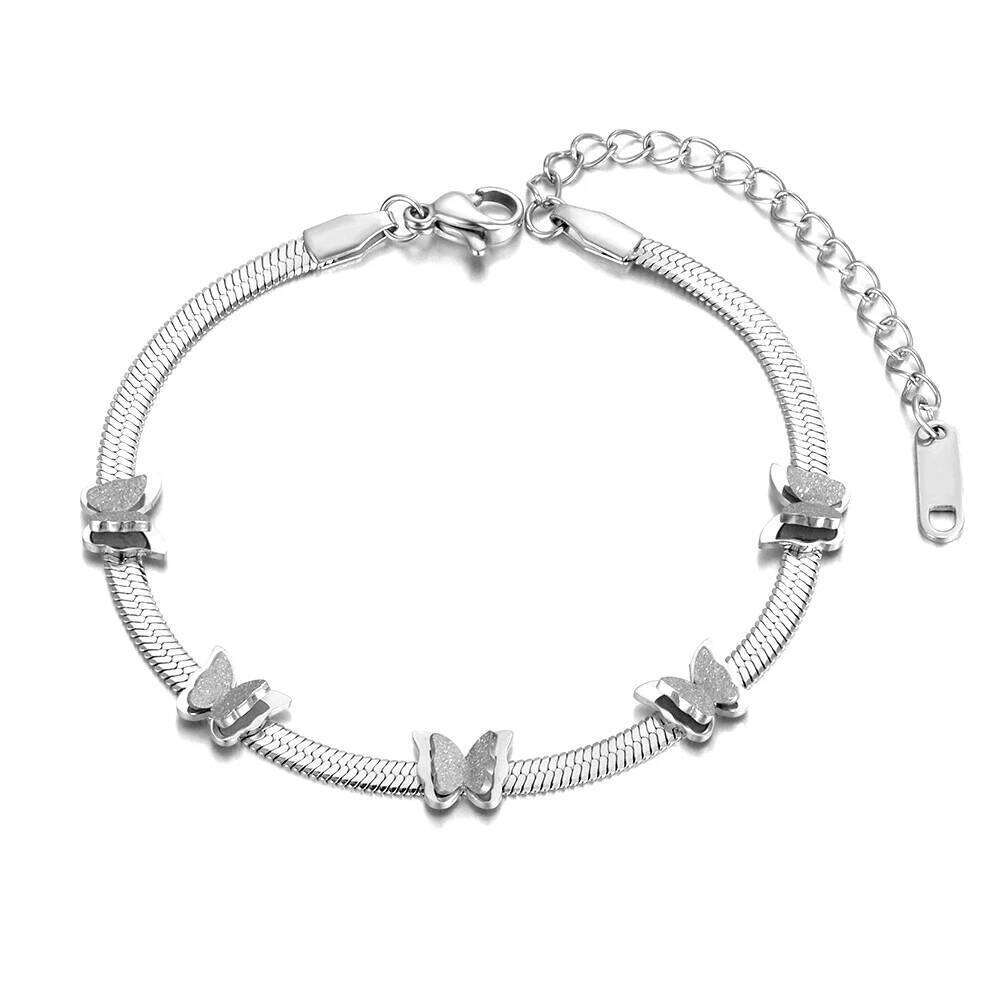 Lokaer Trendy Stainless Steel 5Pcs Butterfly Animal Charm For Women 18K Gold Plated Snake Chain Bracelet Jewelry B21134 Z260313