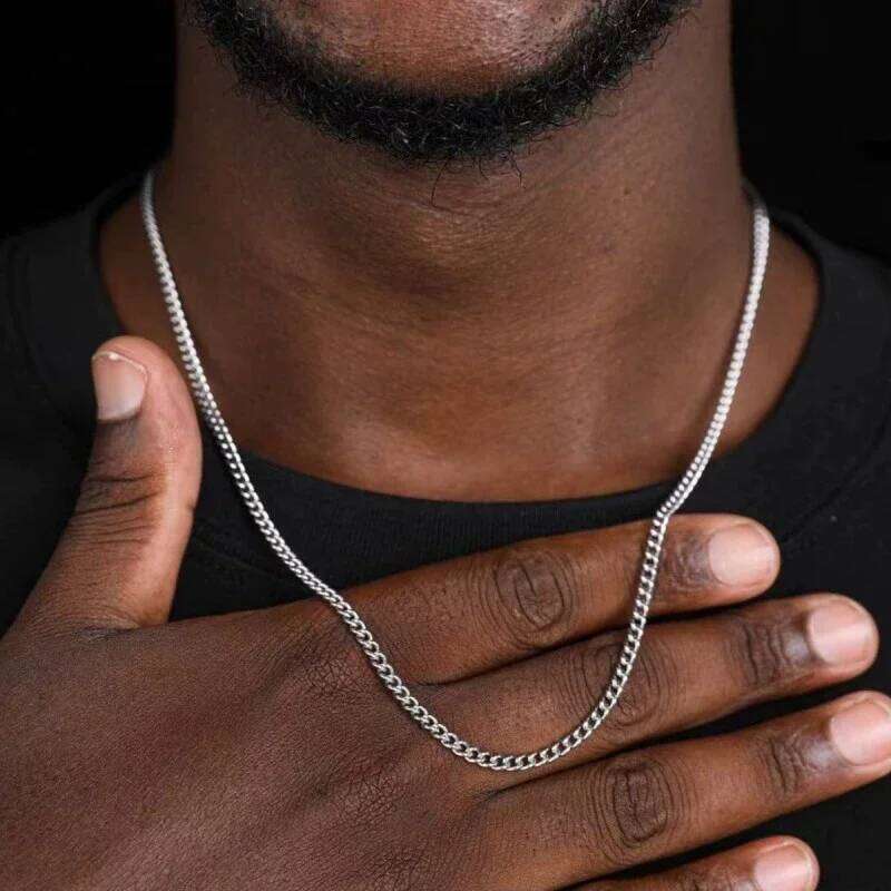2mm Men's Cuban Chain Simple Stainless Necklace Fashion Titanium Steel Jewelry Trend Accessories Party Gifts H260312