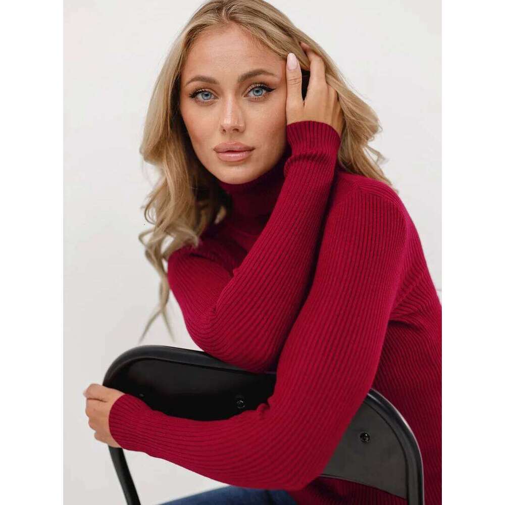 2025 Autumn Winter Turtleneck Sweaters Soft Warm Pullover Slim Versatile Tops Ribbed Knitted Simple Elegant Women Sweater Z260313