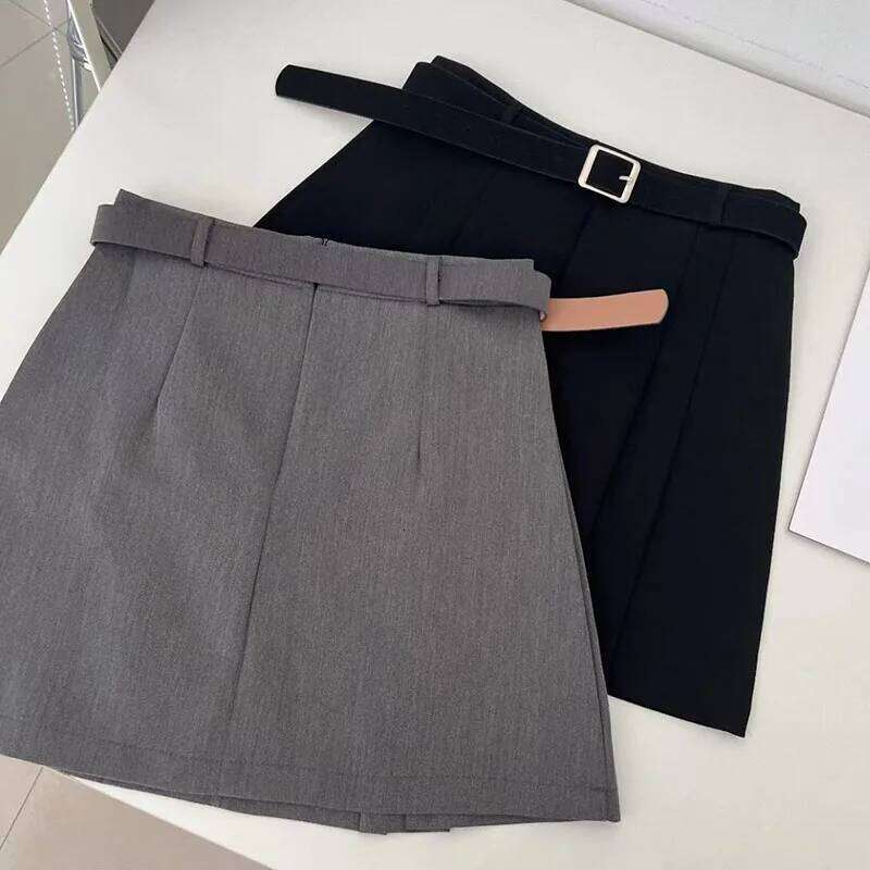 Lucyever Preppy Style A-Line Skirt for Women Summer New High Waist Black Gray Pleated Female Casual Student Mini Skirts Z260314