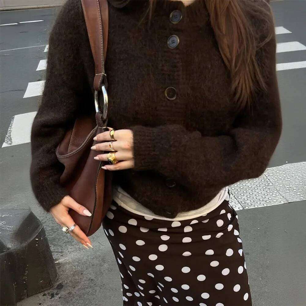 2025 Fall Winter New Fashion Women's Sweater Loose-fit Knit Cardigan Single-button Closure Solid-color Minimalist Top Jacket Z260313