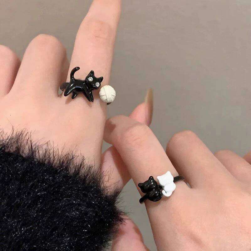 Creative Vintage Funny Cat Opening Adjustable Ring For Women Girls Fashion Cartoon Cute Rings Party Jewelry Accessories Gifts H260312