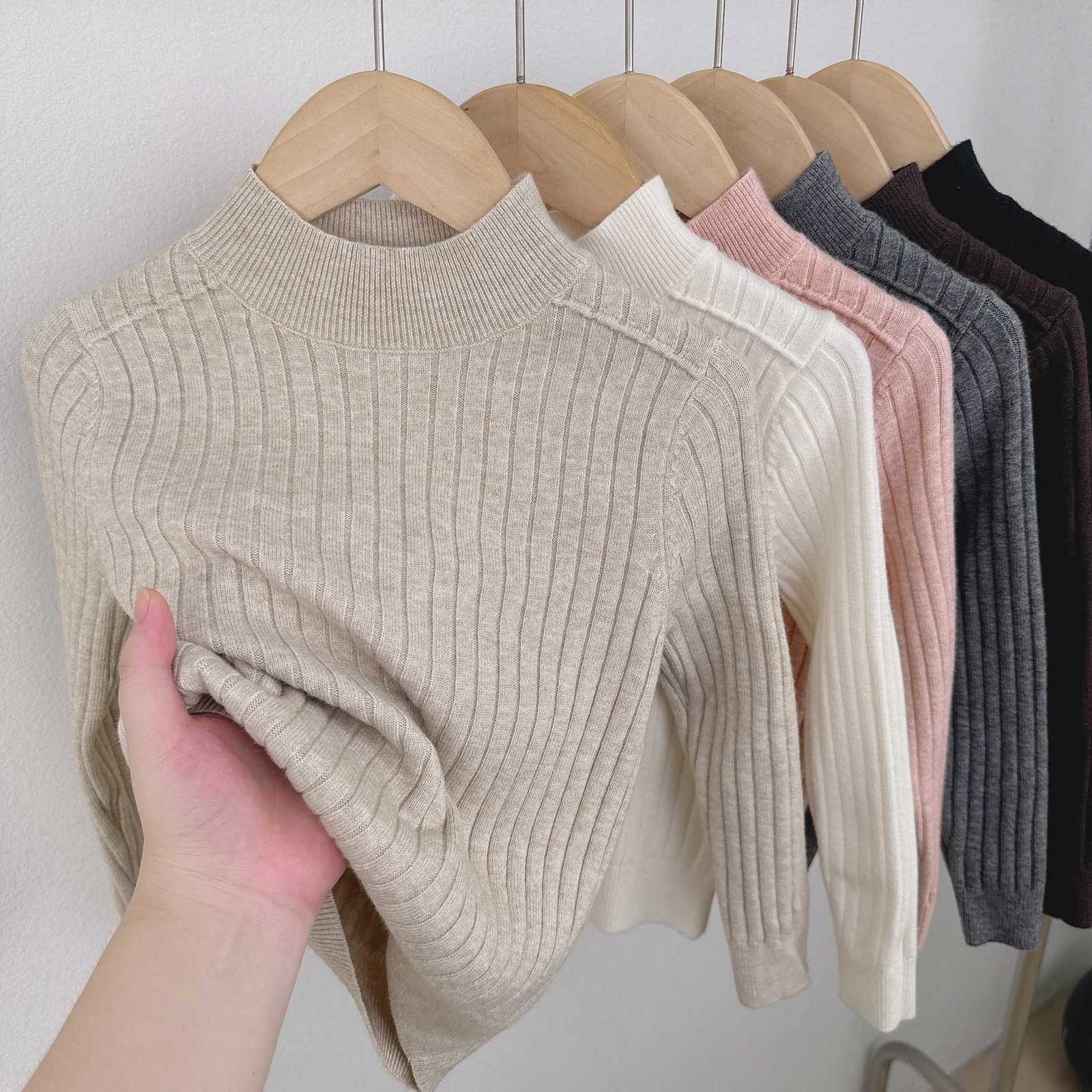 Pullover Children's Baby Half Turtleneck Base Shirt Boys and Girls Wool Sweater Pullover Ribbed Warm Soft Knitted Sweater