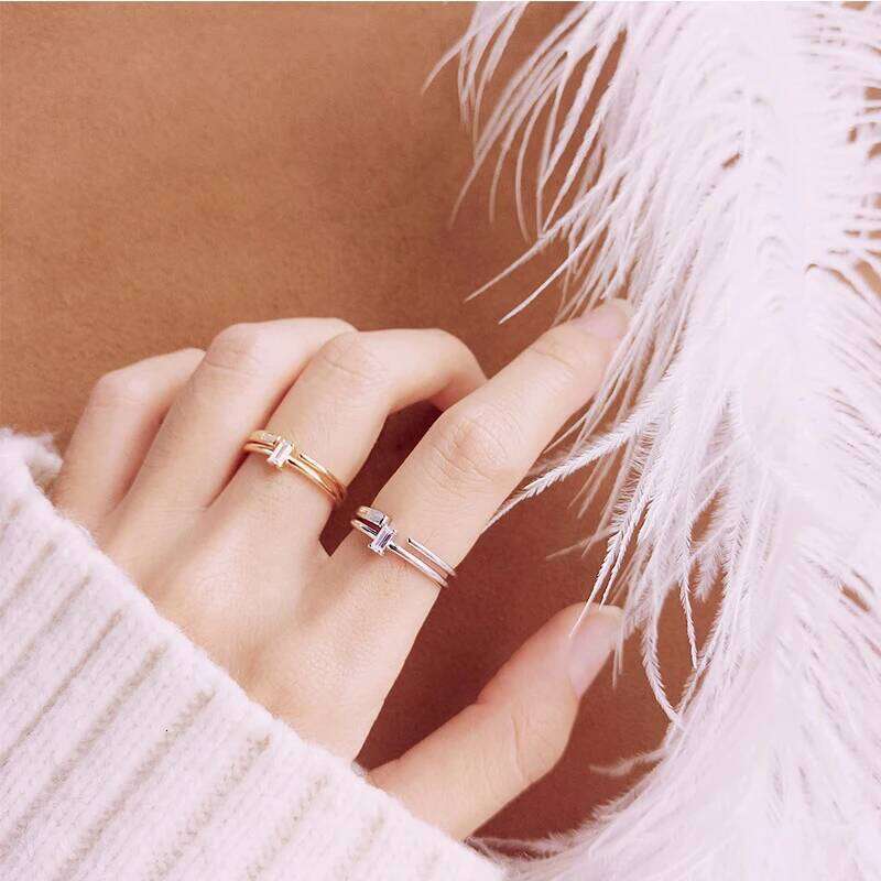 Modian Fashion 2 Different Style Sterling Silver 925 Shiny Zircon for Women Gift Stackable Slim Ring Fine Jewelry 2020 New H260312