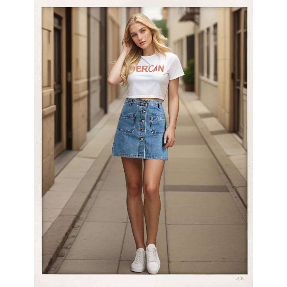 Womens Spring Summer Classic A Line Short Denim Mini Skirt Button Off Double Pockets Harajuku Sexy Y2K Falda Jeans Skirts Z260314