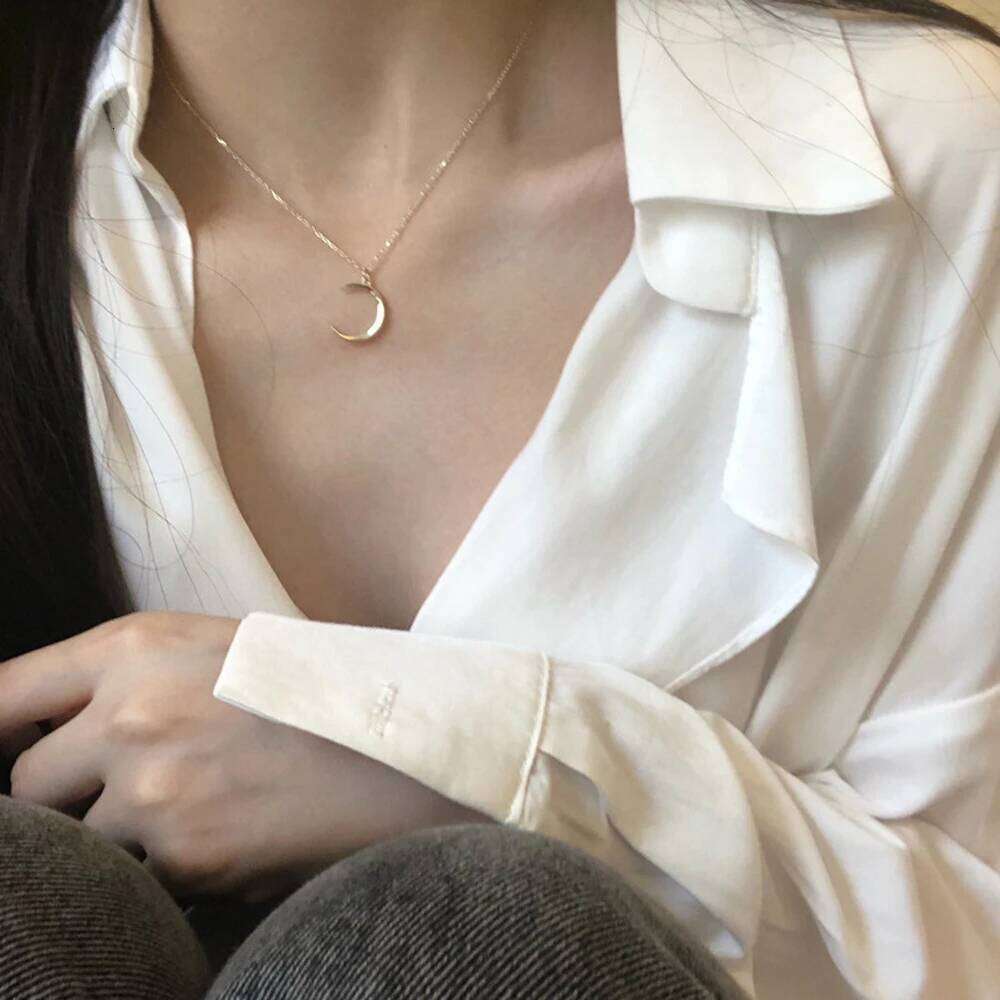 SUMENG 2024 New Fashion Sweet Moon Silver Color Jewelry Temperament Crescent Clavicle Chain Pendant Necklaces For Women H260312
