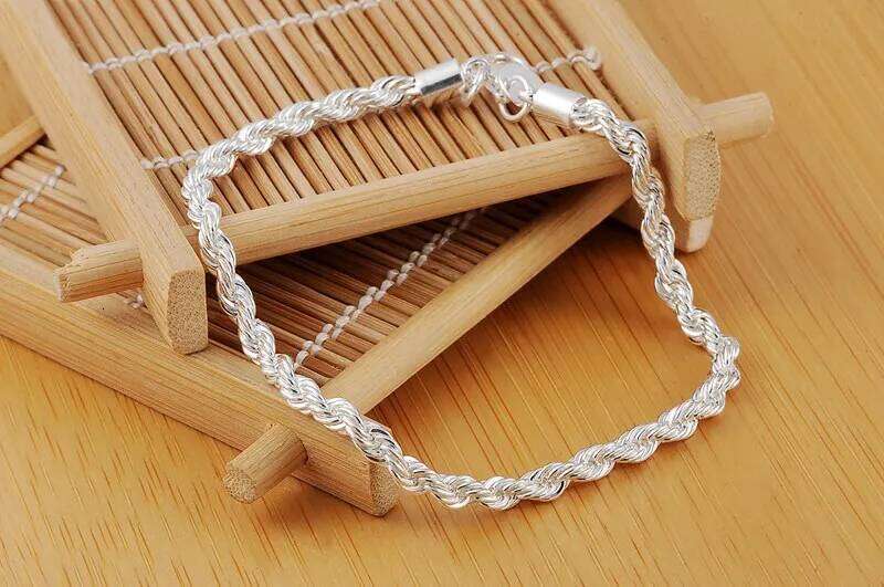 Hot charms 4MM Twisted rope chain 925 Sterling silver Bracelets for man woman Fashion classic jewelry Wedding party Holiday gift Z260313