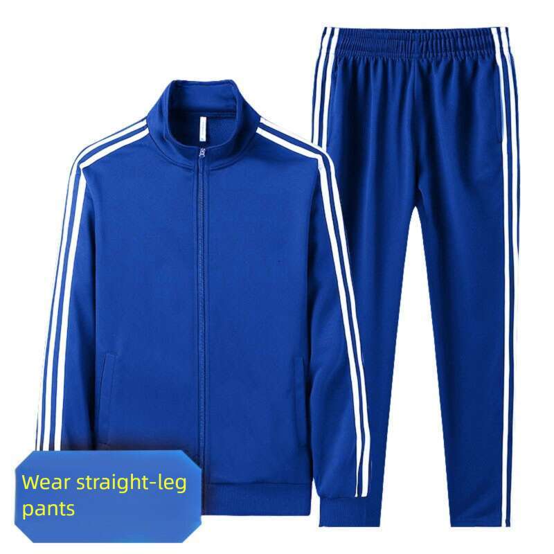 Spring Autumn Thin Jacket Sportswear Men's Casual Three-Stripes Outdoor Running Hoodie And Sweatpants Two-Piece Set