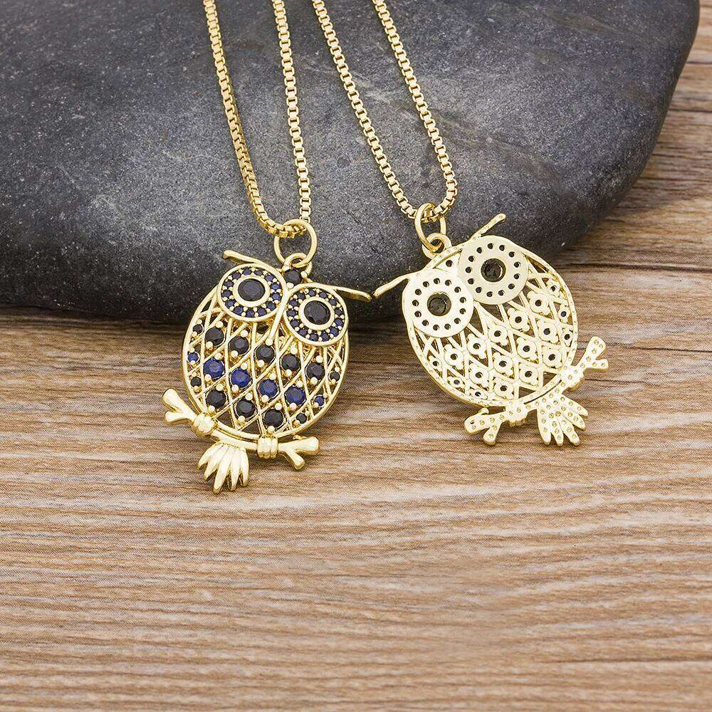 Nidin New Arrival Charm Fashion Owl Pendant Long Sweater Chain Necklaces Vintage Statement Animal Rhinestone Jewelry For Women H260312