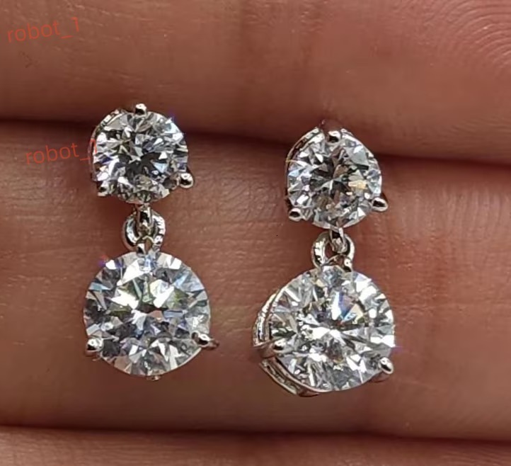Wholesale Luxury Moissanite Diamond Earrings with Stunning Sparkle Rhodium Plated IGI Certified for Birthday Gift Daily Wear