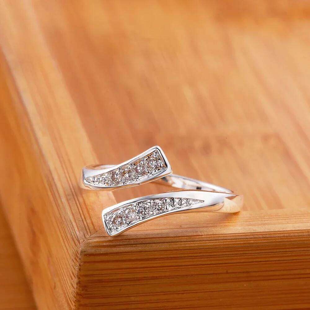 Hot 925 Sterling Silver crystal Ring For women adjustable size Fashion party engagement wedding Jewelry Holiday gift H260312