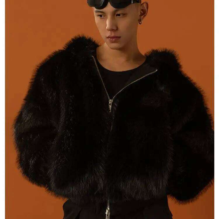 Men's Winter Warm Faux Hooded Windproof Fur Overcoat Thick Thermal Jacket Fashion Luxury Coat Outerwear Z260313