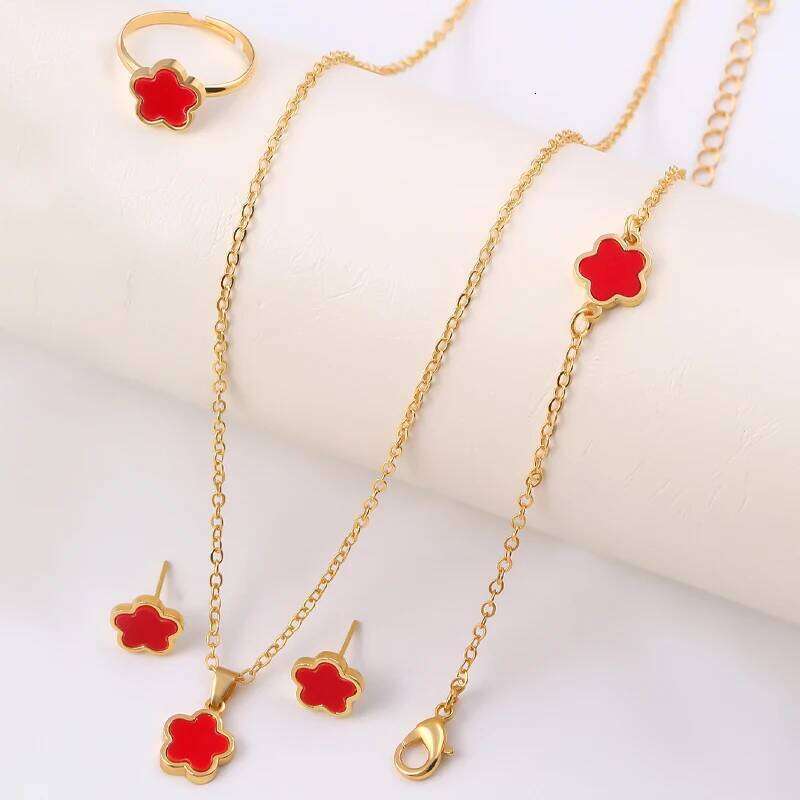 Cr Five-Piece Jewelry Black Gold Light Necklace, Earrings, , Ring Set, Fashionable and Elegant Women's Jewelry, Popular Accessories H260312