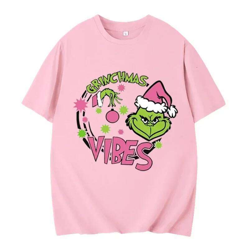 Grinch Shirt Deer Party Christmas Snowman Casual Breathable Crew Women Clothes Z260314