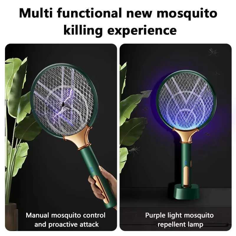 Mosquito Racket 2 In 1 USB Rechargeable Fly Zapper Swatter Lamp Seduction Trap Summer Night Baby Sleep Protect Tools H260313