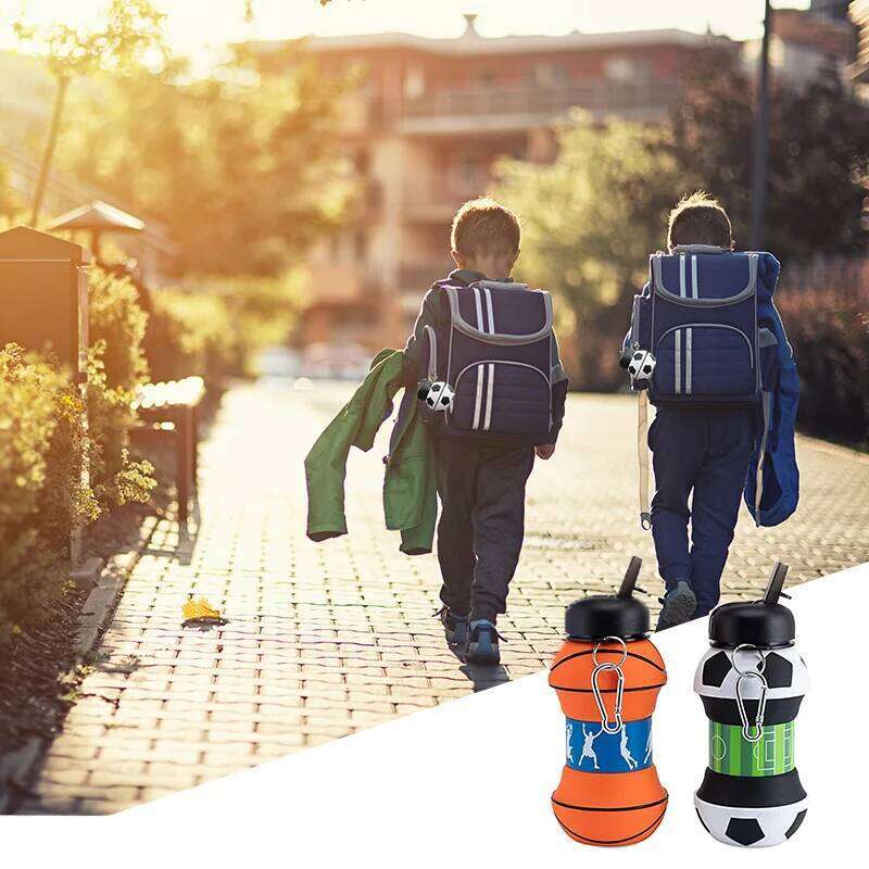550ml Silicone Foldable Water Bottle, Football, Basketball, Tennis, Portable Kettle, Travel, Picnic, New Year, Adult, Children Z260313