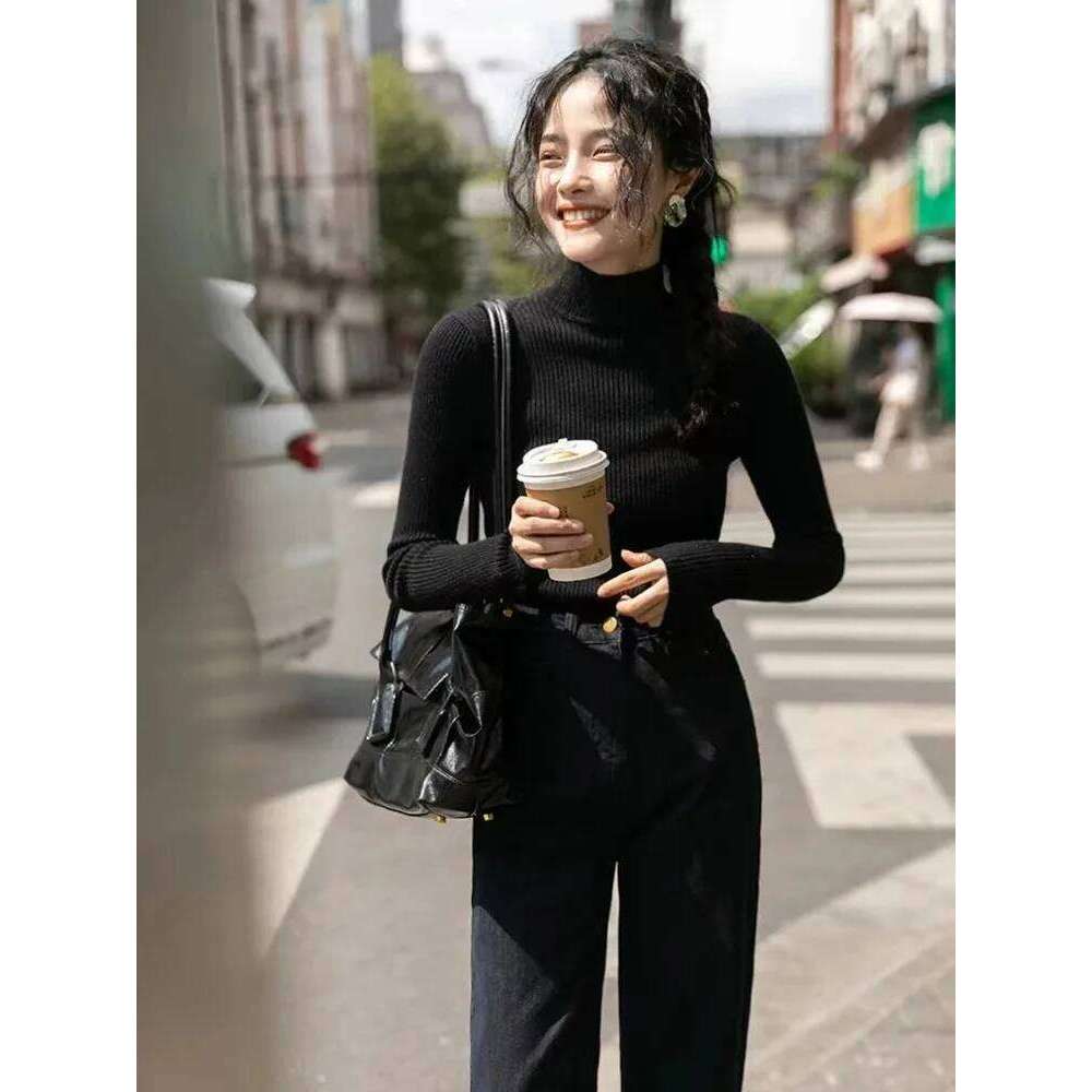 Autumn Winter 2025 Women Long Sleeve Knitted Turtleneck Ribbed Pull Sweater Soft Warm Femme Jumper Pullover Z260313