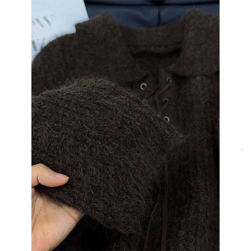 MEXZT Vintage Sweater Women Harajuku Lace Up Knitted Pullovers Streetwear Korean Knitwears Winter Long Sleeve Casual Jumpers New Z260313