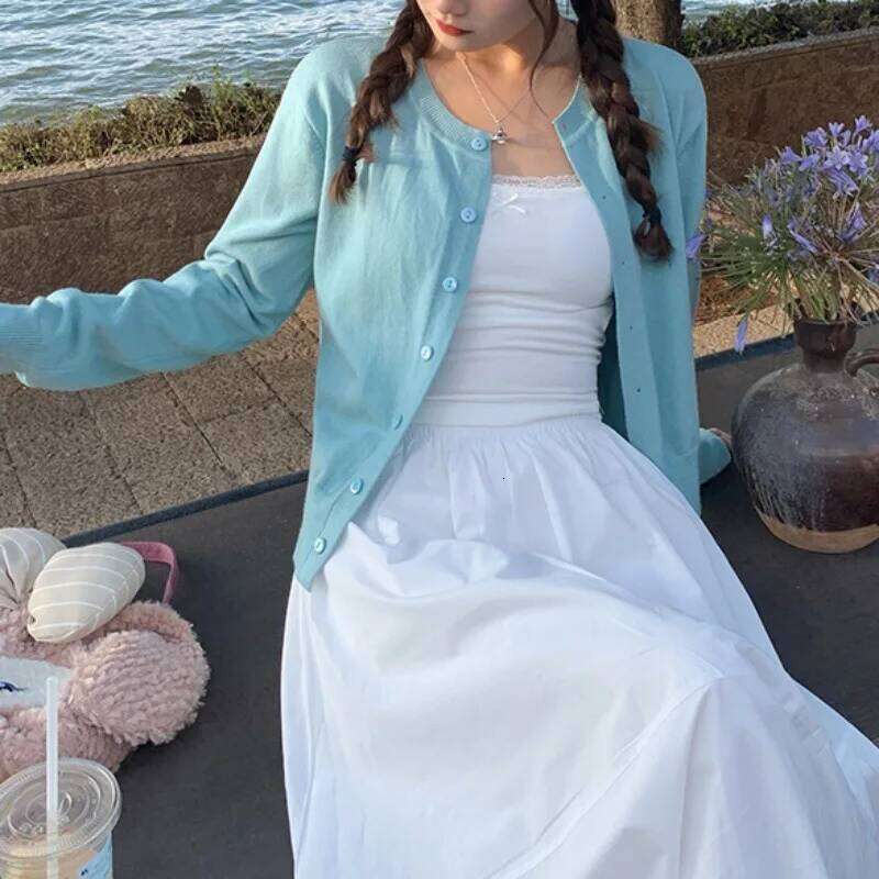 Women's Long Sleeve 2025 O Neck Button Down Knit Lady Autumn Spring Knitted Single-breasted Cardigan Sweaters