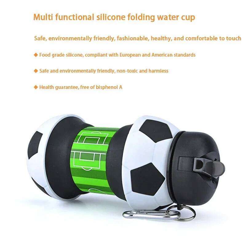 Student Football Outdoor Sports Water Bottle Household Silicone Folding Cup Portable Anti Drop Z260314