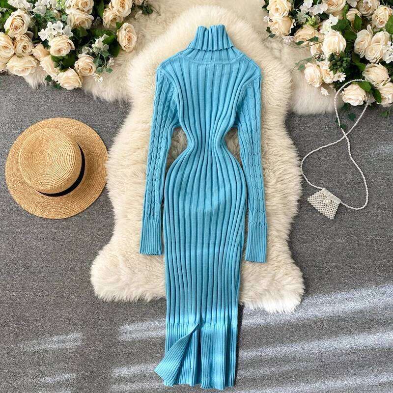 Seoulish Autumn Winter Twist Women's Wrap Knitted Dresses Long Sleeve Sheath Knitwear Office Bodycon Dress Female 2025 New Z260313