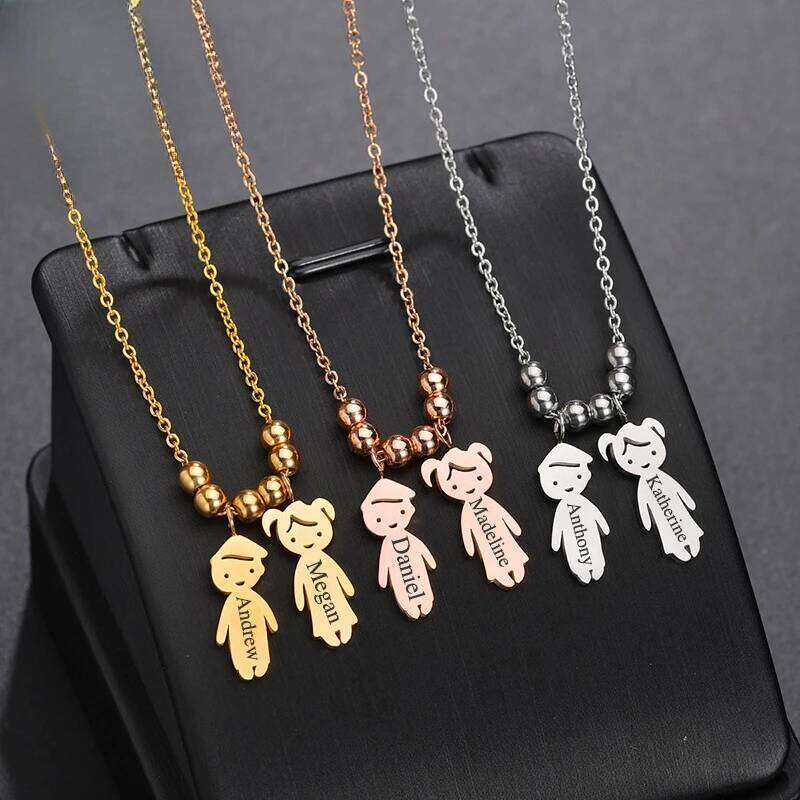 Personalized engraving date name boys girls pendant accessories stainless steel children's necklace family birthday women gift H260312