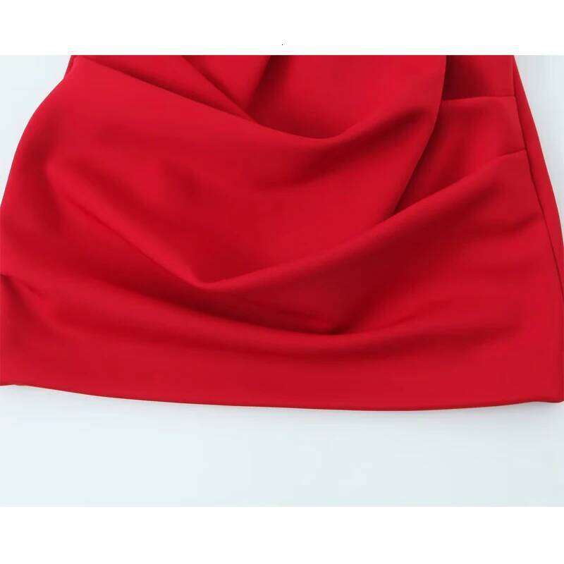 MUJER 2025 Pleated Mini Red High Waist Women's Cylinder Layered Short Skirts for Woman Chic Summer Women Skirt Z260314