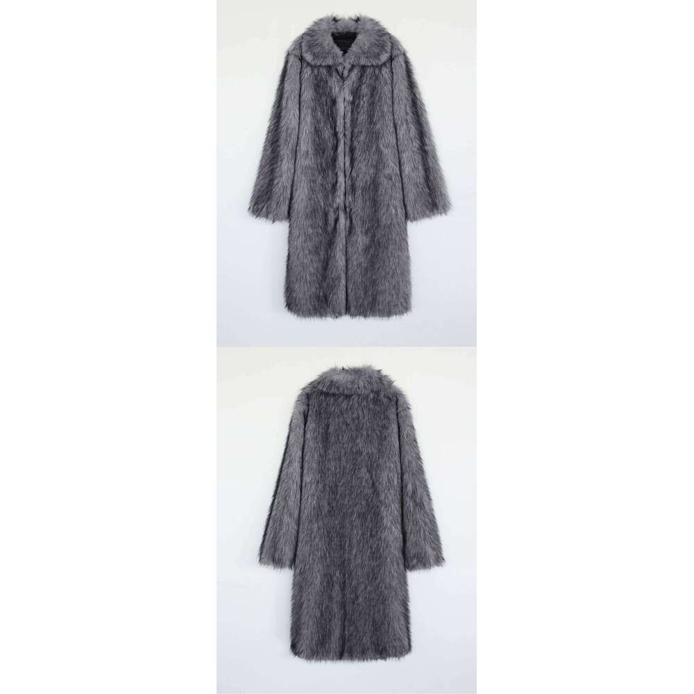 Men Faux Fur Coats Long Jackets Turn Down Collar Coat Thick Warm Streetwear Jacket Work Casual Outerwear Autumn Winter 2025 Z260313