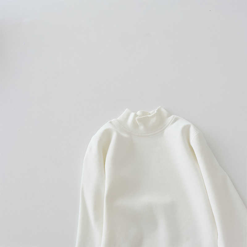 Women's T-Shirt Children's Seamless Mid-Neck Pure Cotton Versatile Base Shirt Brushed Autumn Winter Boys and Girls Seamless Half-High Neck I