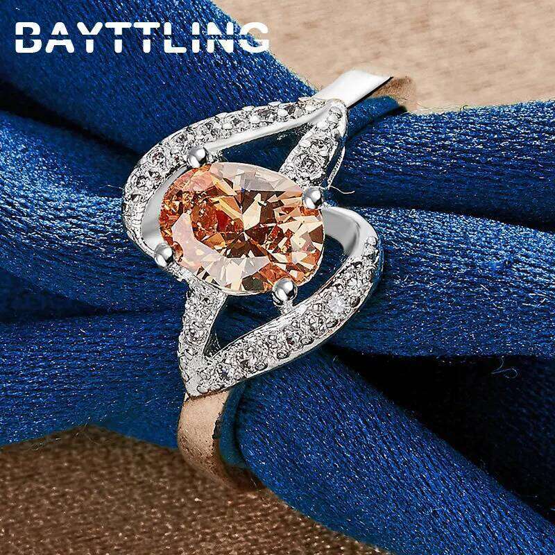 New 925 Sterling Silver Beautiful Large Zircon Ring Women Fashion Engagement Gift Girlfriend Jewelry Accessories H260312