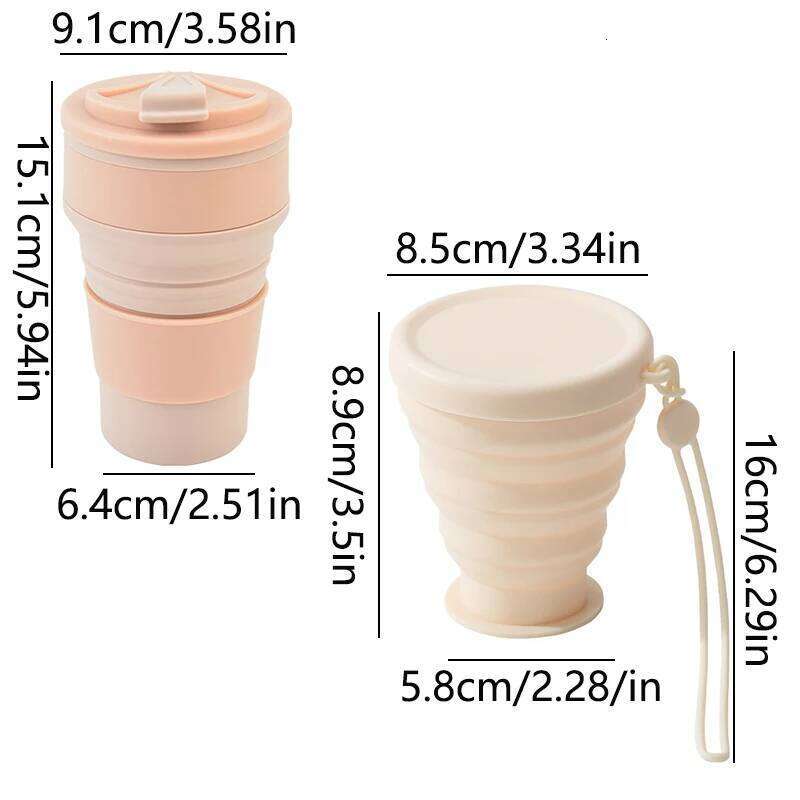 200ML/350ML/500ML Camp Silicone Folding Mug With Cover Travel Outdoors Heat Resistant Portable Water Drinking Tea Cups Z260314