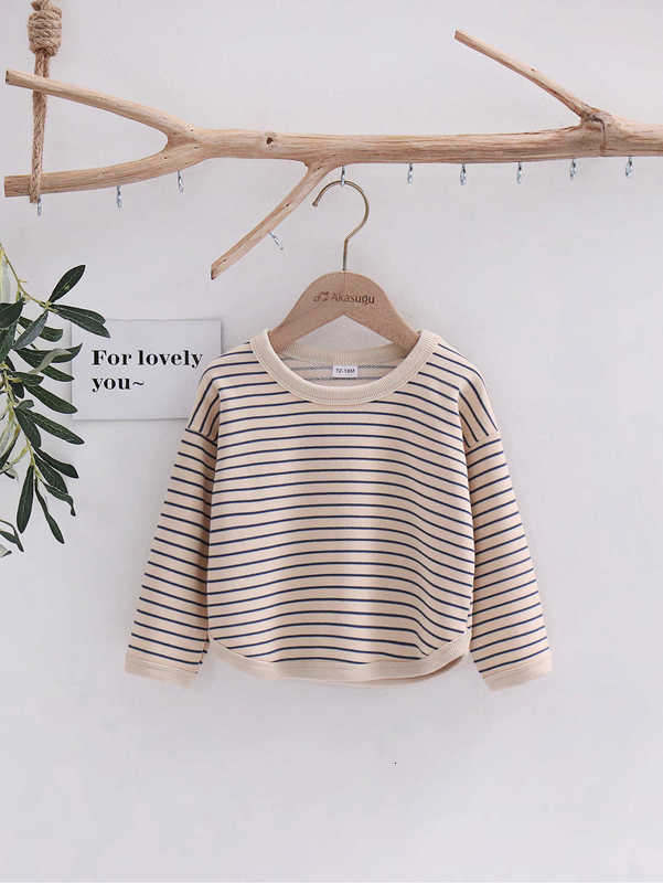 Women's T-Shirt Spring and Autumn New Children's Clothing: Boys' T-shirts Korean-style girls' striped sweatshirts loose long-sleev