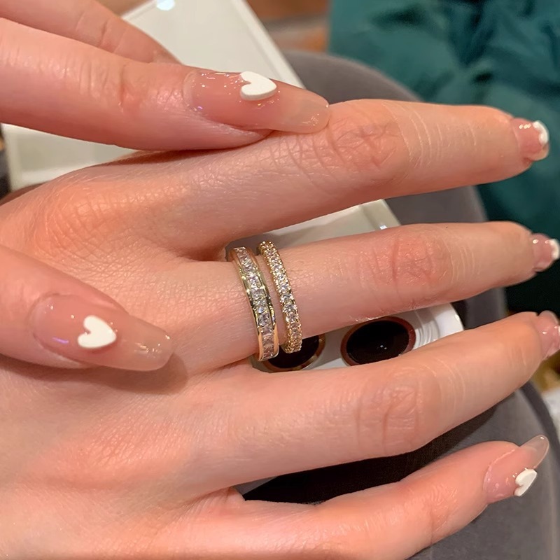 Double Layer Exquisite Ins Trend Index Finger for Women Light Luxury Niche Design Fashionable Personality Simple Open Ring