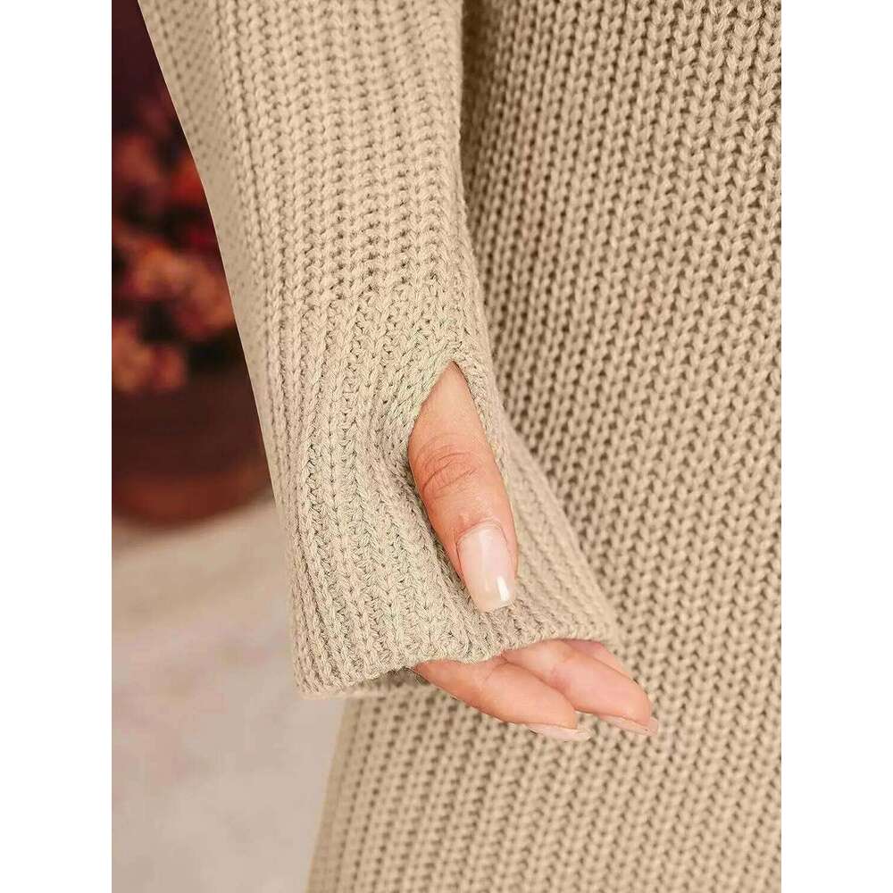 Ribbed Knit Long Sleeve Dresses Autumn And Winter New Texture Loose Sweater Dress Temperament Women's Vestidos Z260314