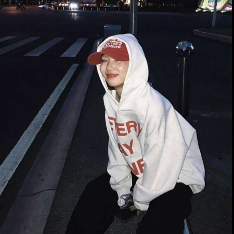 Hoodies Women All-match Letter Printed Chic Loose Fit Couples Korean Fashion Daily Autumn Outwear Students Hooded Clothing Ins Z260314