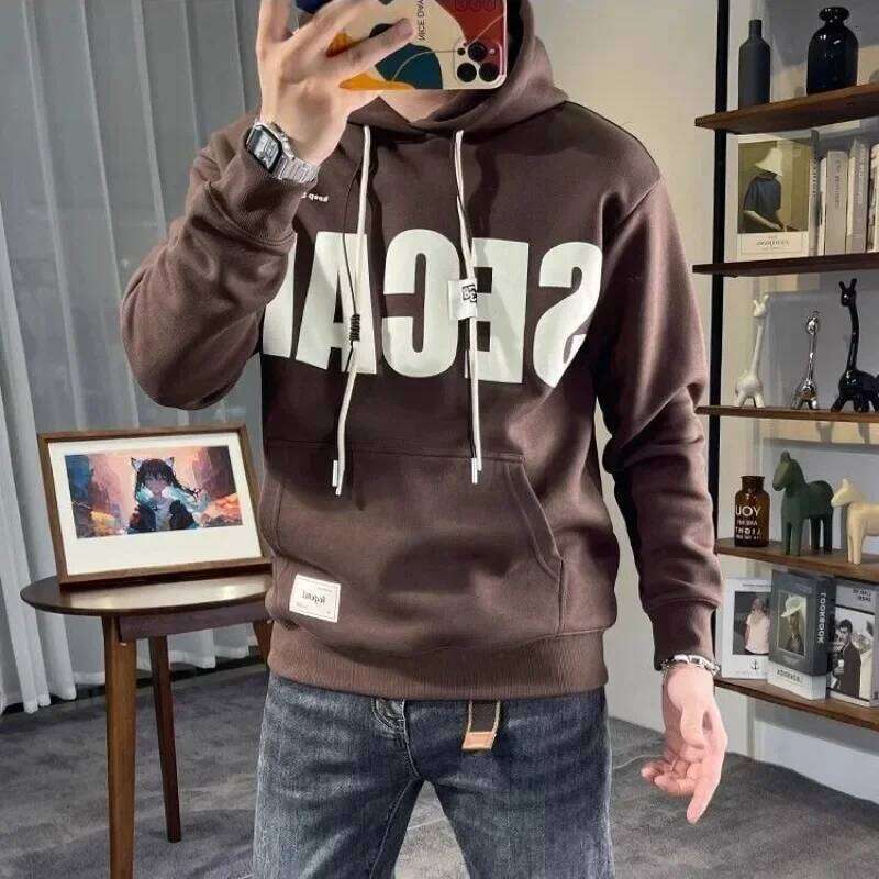Autumn Male Hoodie White Overfit Korean Style Sweat Shirt Welcome Deal 90s Vintage Men's Hooded Sweatshirt One Piece Loose Funny Z260314