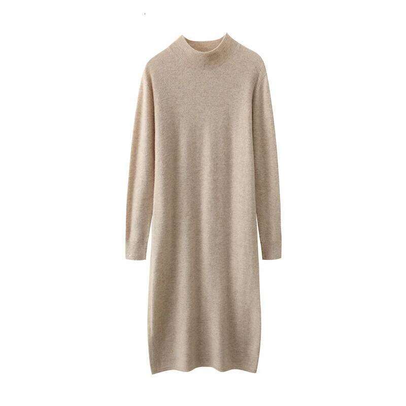 Choice Autumn Winter Women's Dress Sweater Mock Neck Pullover Thick 100% Merino Wool Knitwear Chic Soft Skirts A-Line Tops Z260314
